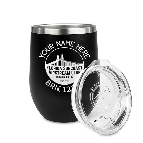 Florida Suncoast Airstream Club Stainless Wine Tumblers - Black - Single Sided - Alt View