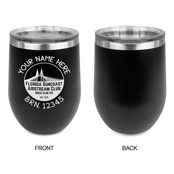 Florida Suncoast Airstream Club Stainless Wine Tumblers - Black - Single Sided - Approval