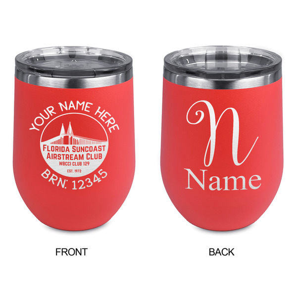 Florida Suncoast Airstream Club Stainless Wine Tumblers - Coral - Double Sided - Approval