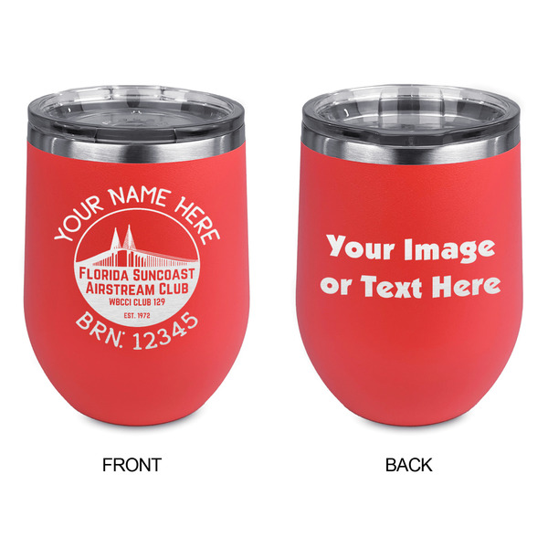 Florida Suncoast Airstream Club Stainless Wine Tumblers - Coral - Double Sided - Approval