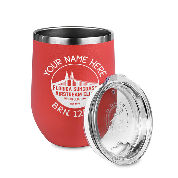 Florida Suncoast Airstream Club Stainless Wine Tumblers - Coral - Single Sided - Alt View