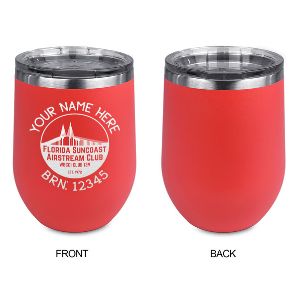 Florida Suncoast Airstream Club Stainless Wine Tumblers - Coral - Single Sided - Approval