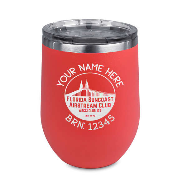 Custom Florida Suncoast Airstream Club Stemless Stainless Steel Wine Tumbler - Coral - Single-Sided