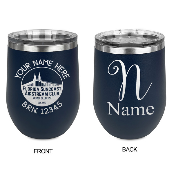 Florida Suncoast Airstream Club Stainless Wine Tumblers - Navy - Double Sided - Approval