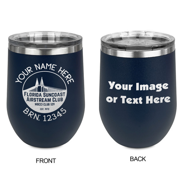 Florida Suncoast Airstream Club Stainless Wine Tumblers - Navy - Double Sided - Approval