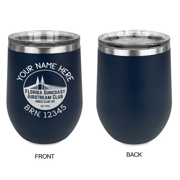 Florida Suncoast Airstream Club Stainless Wine Tumblers - Navy - Single Sided - Approval