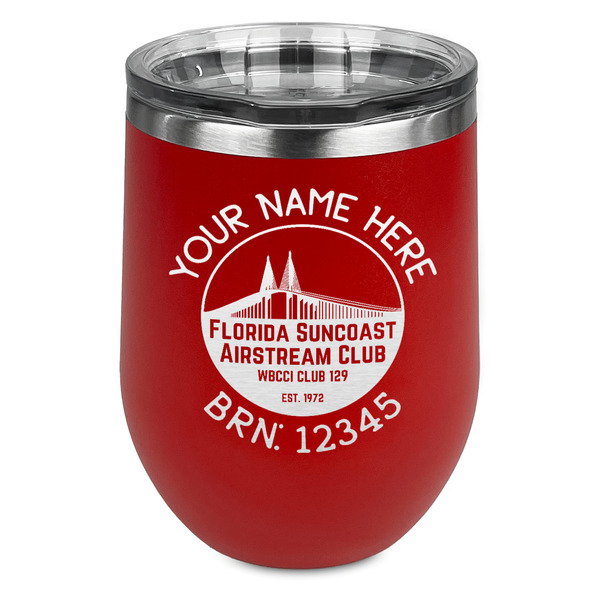 Custom Florida Suncoast Airstream Club Stemless Stainless Steel Wine Tumbler - Red - Single-Sided