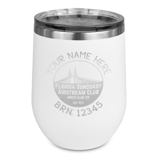 Custom Florida Suncoast Airstream Club Stemless Stainless Steel Wine Tumbler - White - Double-Sided
