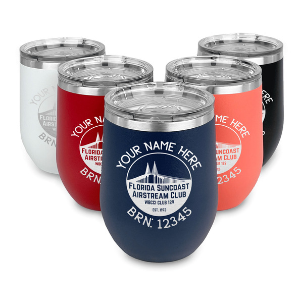 Florida Suncoast Airstream Club Steel Wine Tumblers Multiple Colors