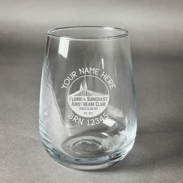 Custom Florida Suncoast Airstream Club Stemless Wine Glass - Laser Engraved
