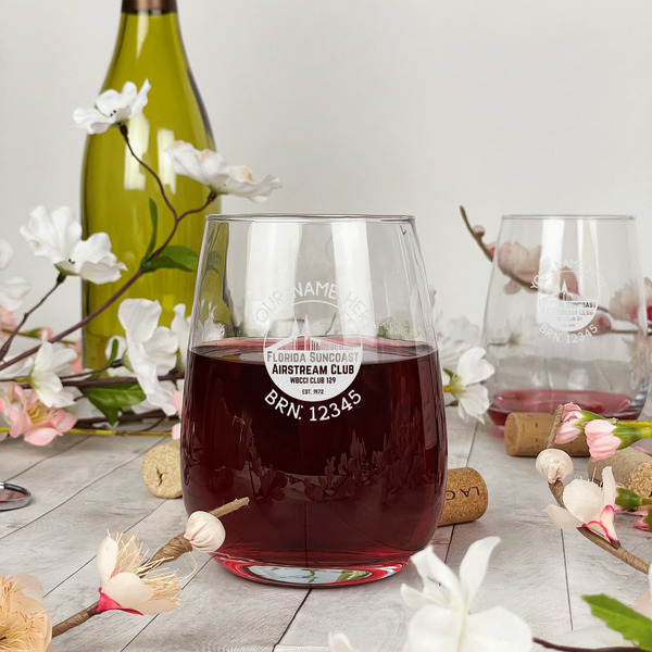 Florida Suncoast Airstream Club Stemless Wine Glass - In Context