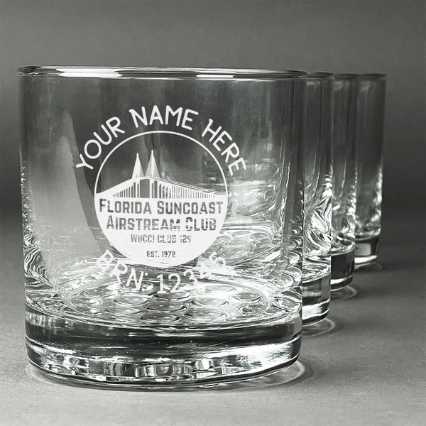 Custom Florida Suncoast Airstream Club Whiskey Glasses - Engraved - Set of 4