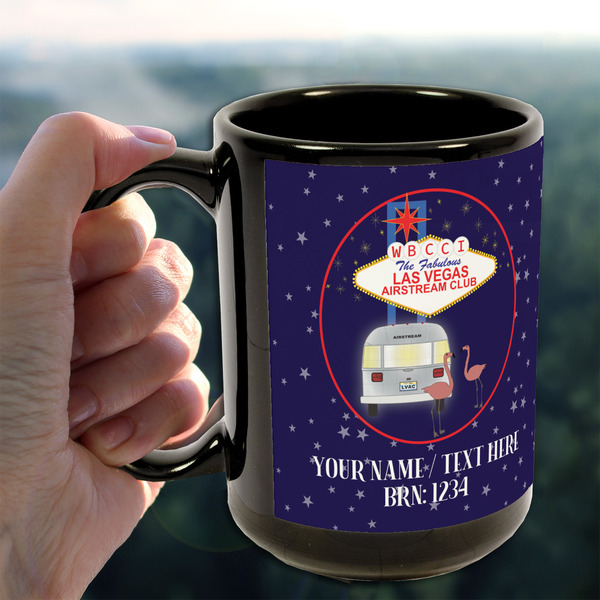 Las Vegas Airstream Club 15oz. Black Mug - Lifestyle