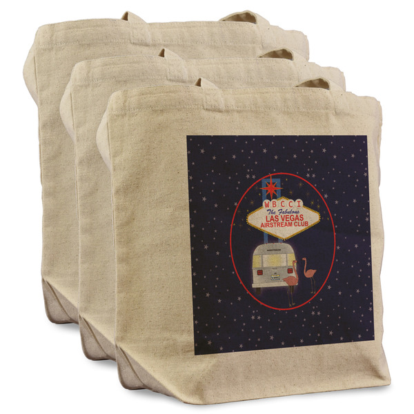 Las Vegas Airstream Club 3 Reusable Cotton Grocery Bags - Front View