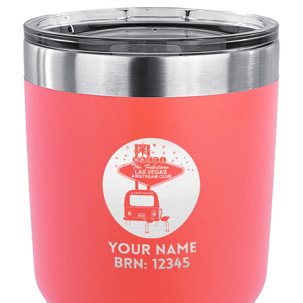 Las Vegas Airstream Club 30 oz Stainless Steel Ringneck Tumbler - Coral - CLOSE UP