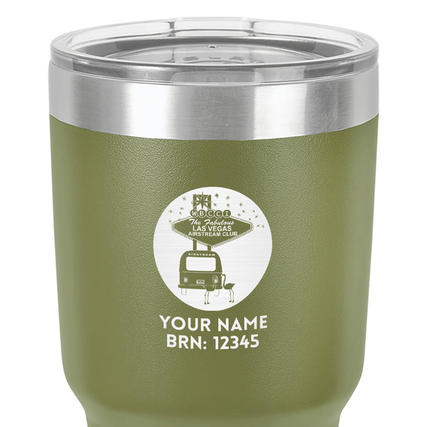 Las Vegas Airstream Club 30 oz Stainless Steel Ringneck Tumbler - Olive - Close Up