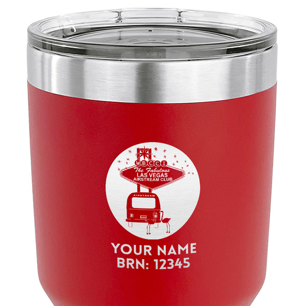Las Vegas Airstream Club 30 oz Stainless Steel Ringneck Tumbler - Red - CLOSE UP