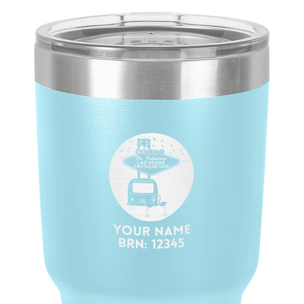 Las Vegas Airstream Club 30 oz Stainless Steel Ringneck Tumbler - Teal - Close Up