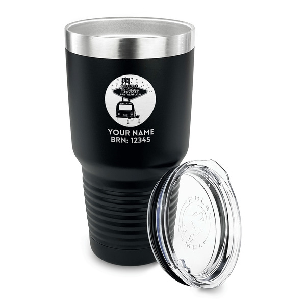 Las Vegas Airstream Club 30 oz Stainless Steel Ringneck Tumblers - Black - LID OFF