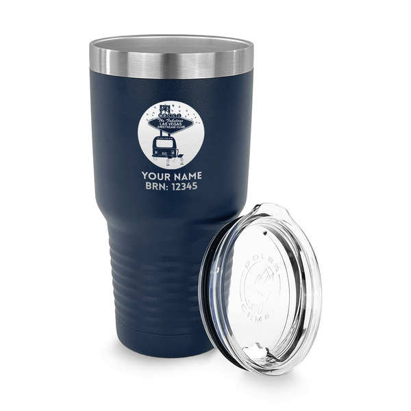 Las Vegas Airstream Club 30 oz Stainless Steel Ringneck Tumblers - Navy - LID OFF