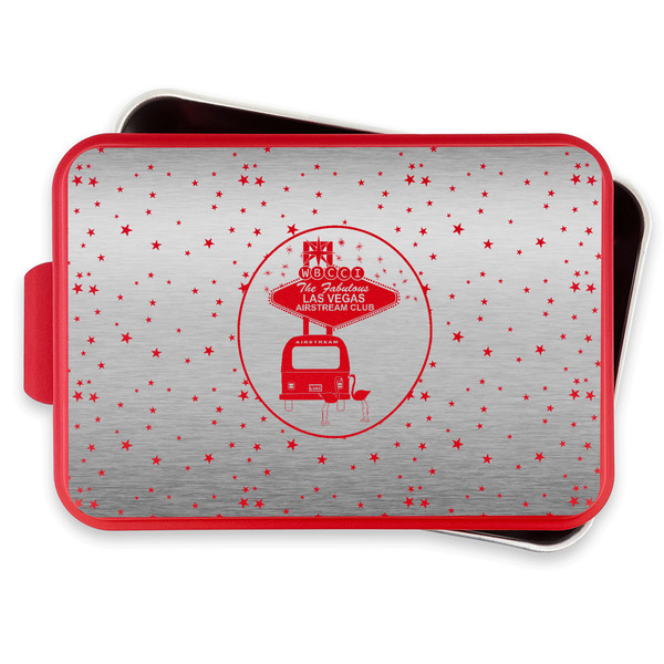 Las Vegas Airstream Club Aluminum Baking Pan - Red Lid - FRONT w/lif off