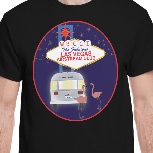 Las Vegas Airstream Club Black Crew T-Shirt on Model - CloseUp