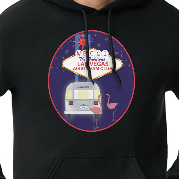 Las Vegas Airstream Club Black Hoodie on Model - CloseUp