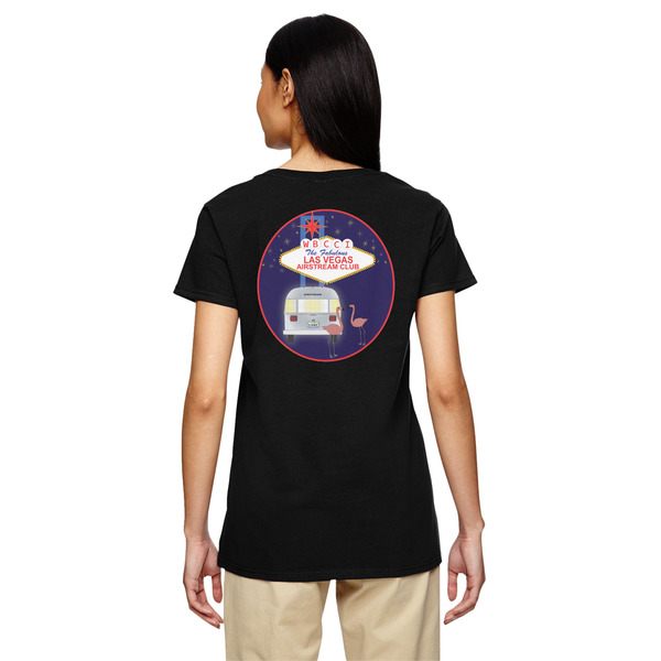Las Vegas Airstream Club Black V-Neck T-Shirt on Model - Back