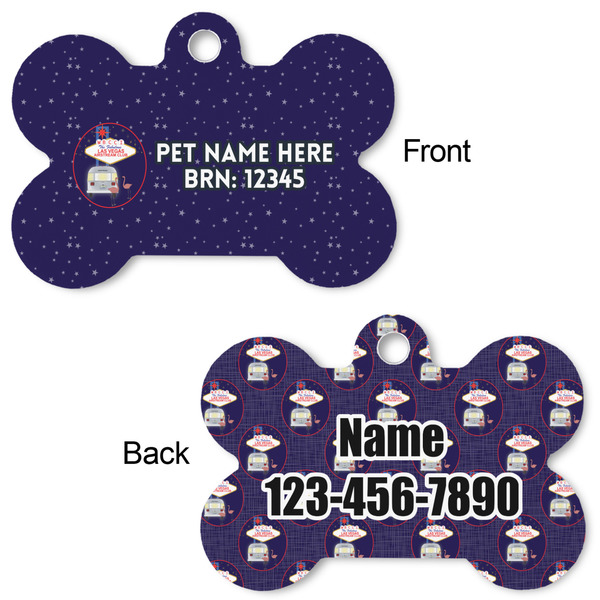 Las Vegas Airstream Club Bone Shaped Dog ID Tag - Large - Front & Back View