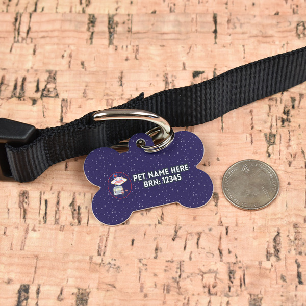 Las Vegas Airstream Club Bone Shaped Dog ID Tag - Large - In Context