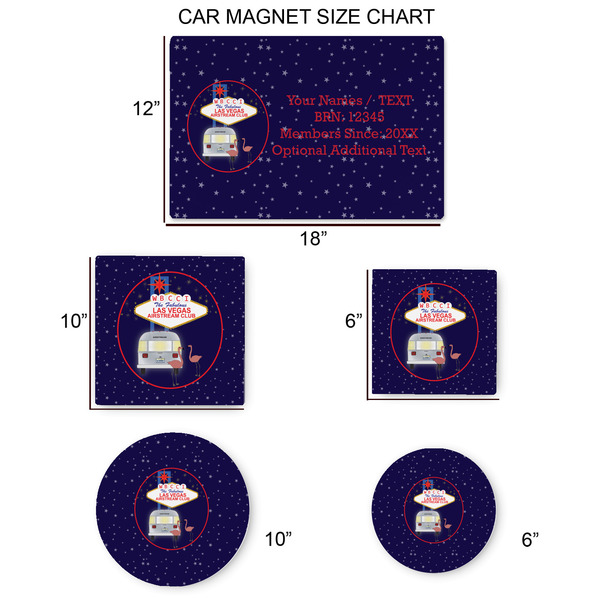 Las Vegas Airstream Club Car Magnets - SIZE CHART