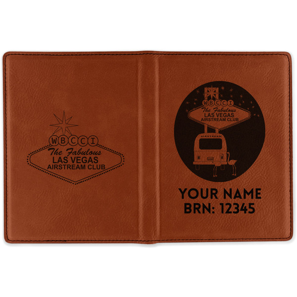 Las Vegas Airstream Club Cognac Leather Passport Holder Outside Double Sided - Apvl