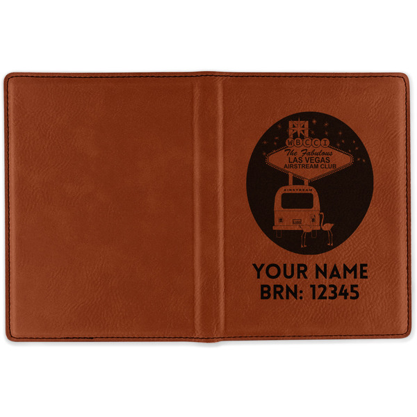Las Vegas Airstream Club Cognac Leather Passport Holder Outside Single Sided - Apvl