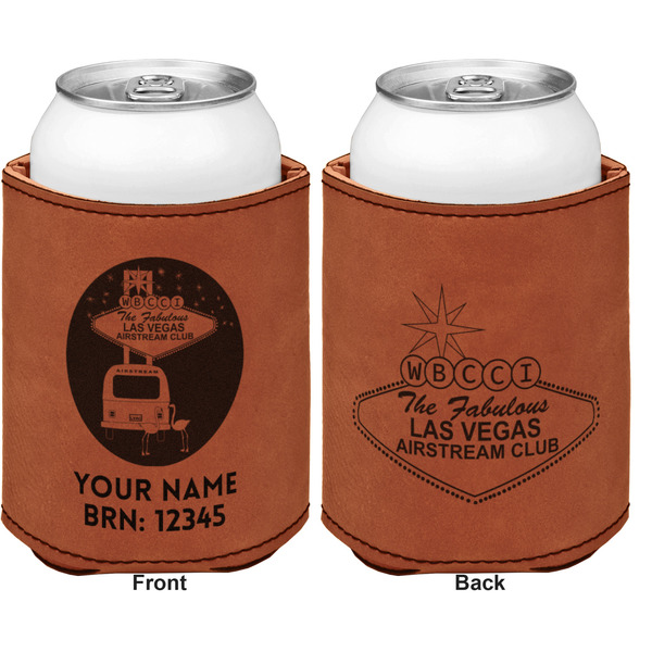 Las Vegas Airstream Club Cognac Leatherette Can Sleeve - Double Sided Front and Back