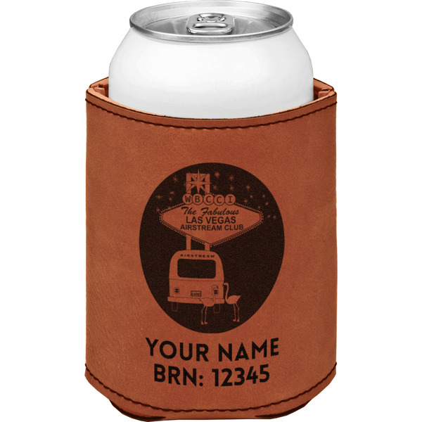 Las Vegas Airstream Club Cognac Leatherette Can Sleeve - Single Front