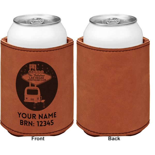 Las Vegas Airstream Club Cognac Leatherette Can Sleeve - Single Sided Front and Back
