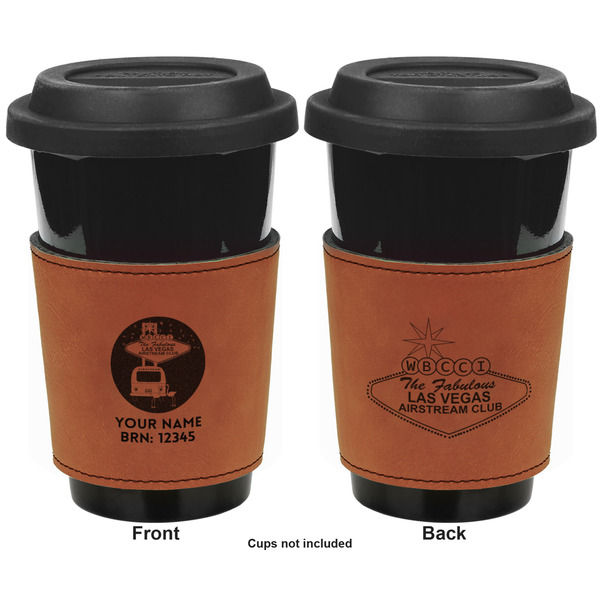 Las Vegas Airstream Club Cognac Leatherette Mug Sleeve - Double Sided Approval