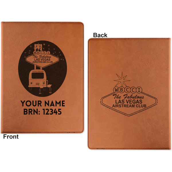 Las Vegas Airstream Club Cognac Leatherette Portfolios with Notepad - Small - Double Sided- Apvl