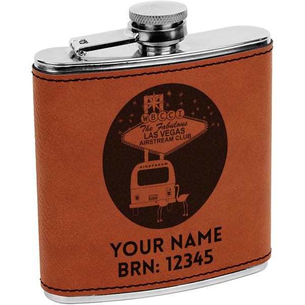 Custom Las Vegas Airstream Club Leatherette Wrapped Stainless Steel Flask