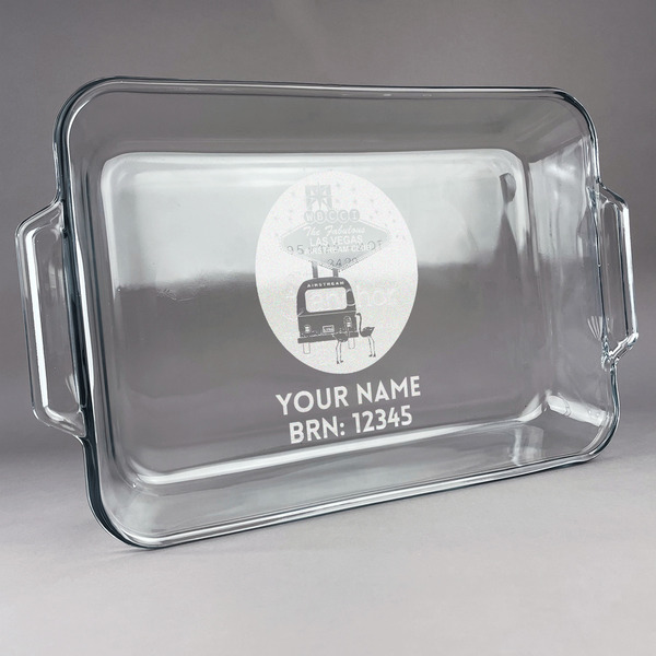 Custom Las Vegas Airstream Club Glass Baking and Cake Dish