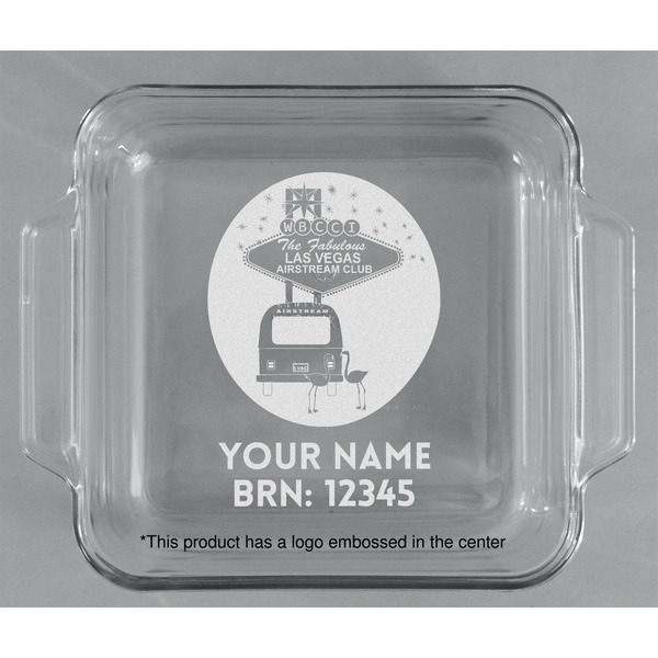 Las Vegas Airstream Club Glass Cake Dish - 8"x8" - Approval