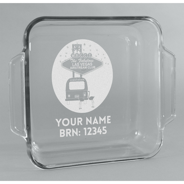Custom Las Vegas Airstream Club Glass Cake Dish - 8in x 8in