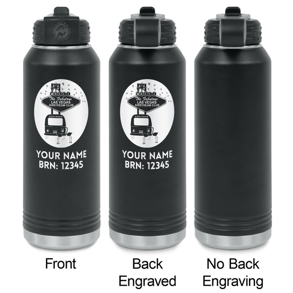 Las Vegas Airstream Club Laser Engraved Water Bottles - 2 Styles - Front & Back View