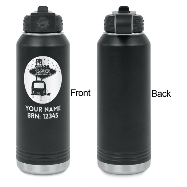 Las Vegas Airstream Club Laser Engraved Water Bottles - Front Engraving - Front & Back View