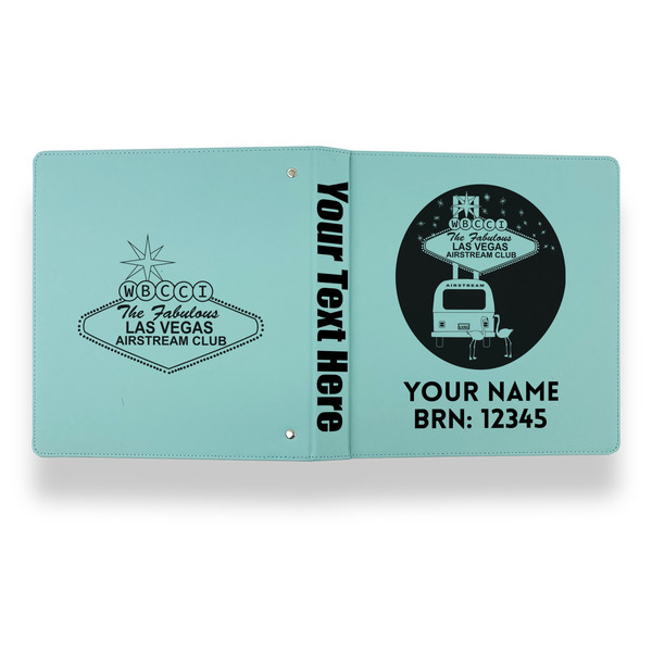 Las Vegas Airstream Club Leather Binder - 1" - Teal - Back Spine Front View