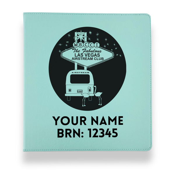 Las Vegas Airstream Club Leather Binders - 1" - Teal - Front View