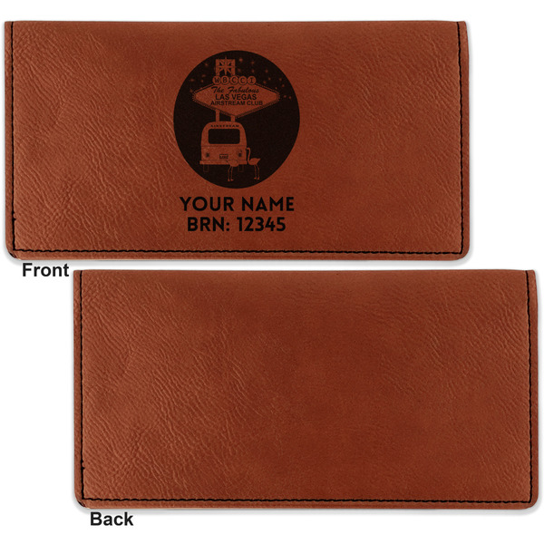 Las Vegas Airstream Club Leather Checkbook Holder Front and Back Single Sided - Apvl