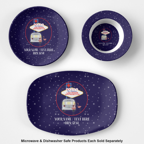 Las Vegas Airstream Club Microwave Safe Composite Polymer Plastic Dishware - Group