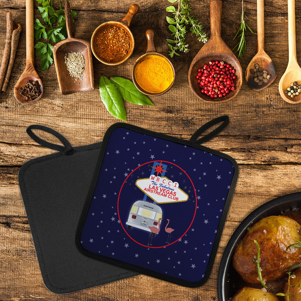 Las Vegas Airstream Club Neoprene Pot Holder - Set of 2  LIFESTYLE (Flatlay)