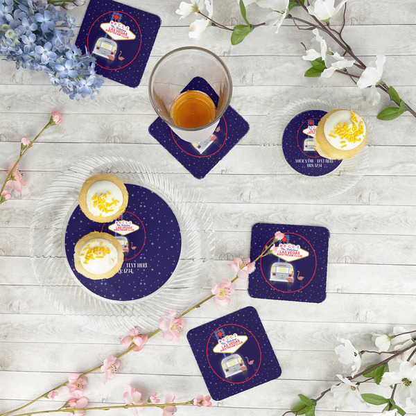 Las Vegas Airstream Club Paper Coasters - In Context